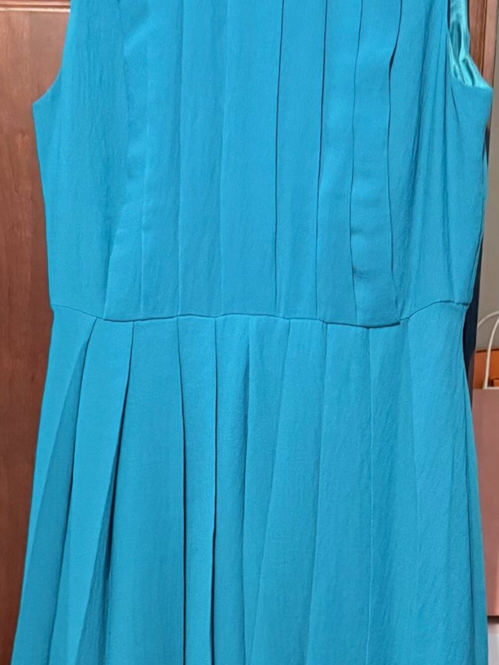 J.Crew Teal Pleated Sleeveless Dress, Size 4